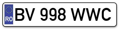 Placuta inmatriculare numar auto  BV-998-WWC, BV 998 WWC, BV998WWC