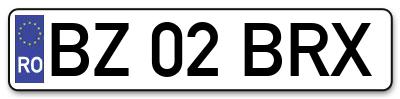 Placuta inmatriculare numar auto  BZ-02-BRX, BZ 02 BRX, BZ02BRX