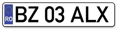 Placuta inmatriculare numar auto  BZ-03-ALX, BZ 03 ALX, BZ03ALX