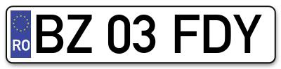 Placuta inmatriculare numar auto  BZ-03-FDY, BZ 03 FDY, BZ03FDY