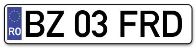 Placuta inmatriculare numar auto  BZ-03-FRD, BZ 03 FRD, BZ03FRD
