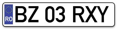 Placuta inmatriculare numar auto  BZ-03-RXY, BZ 03 RXY, BZ03RXY