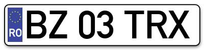 Placuta inmatriculare numar auto  BZ-03-TRX, BZ 03 TRX, BZ03TRX