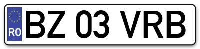 Placuta inmatriculare numar auto  BZ-03-VRB, BZ 03 VRB, BZ03VRB