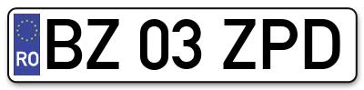 Placuta inmatriculare numar auto  BZ-03-ZPD, BZ 03 ZPD, BZ03ZPD