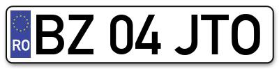 Placuta inmatriculare numar auto  BZ-04-JTO, BZ 04 JTO, BZ04JTO