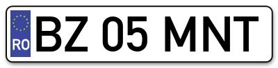 Placuta inmatriculare numar auto  BZ-05-MNT, BZ 05 MNT, BZ05MNT