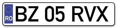 Placuta inmatriculare numar auto  BZ-05-RVX, BZ 05 RVX, BZ05RVX