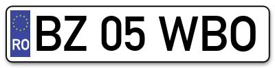 Placuta inmatriculare numar auto  BZ-05-WBO, BZ 05 WBO, BZ05WBO