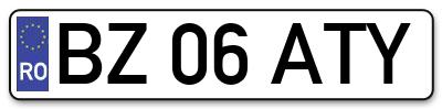 Placuta inmatriculare numar auto  BZ-06-ATY, BZ 06 ATY, BZ06ATY