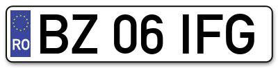 Placuta inmatriculare numar auto  BZ-06-IFG, BZ 06 IFG, BZ06IFG