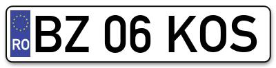 Placuta inmatriculare numar auto  BZ-06-KOS, BZ 06 KOS, BZ06KOS