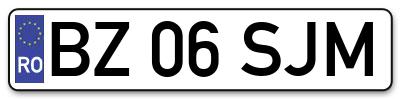 Placuta inmatriculare numar auto  BZ-06-SJM, BZ 06 SJM, BZ06SJM