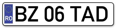Placuta inmatriculare numar auto  BZ-06-TAD, BZ 06 TAD, BZ06TAD