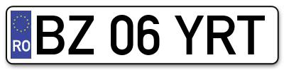 Placuta inmatriculare numar auto  BZ-06-YRT, BZ 06 YRT, BZ06YRT