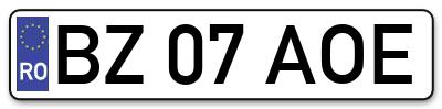 Placuta inmatriculare numar auto  BZ-07-AOE, BZ 07 AOE, BZ07AOE