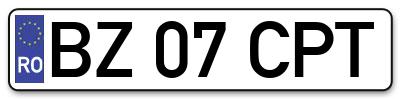 Placuta inmatriculare numar auto  BZ-07-CPT, BZ 07 CPT, BZ07CPT