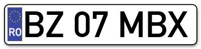 Placuta inmatriculare numar auto  BZ-07-MBX, BZ 07 MBX, BZ07MBX
