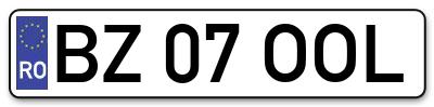 Placuta inmatriculare numar auto  BZ-07-OOL, BZ 07 OOL, BZ07OOL