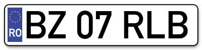 Placuta inmatriculare numar auto  BZ-07-RLB, BZ 07 RLB, BZ07RLB