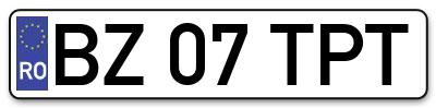 Placuta inmatriculare numar auto  BZ-07-TPT, BZ 07 TPT, BZ07TPT
