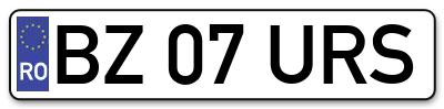 Placuta inmatriculare numar auto  BZ-07-URS, BZ 07 URS, BZ07URS