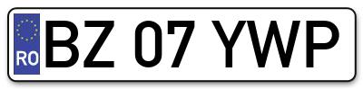 Placuta inmatriculare numar auto  BZ-07-YWP, BZ 07 YWP, BZ07YWP