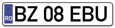 Placuta inmatriculare numar auto  BZ-08-EBU, BZ 08 EBU, BZ08EBU
