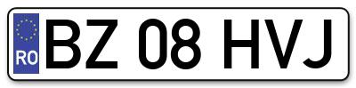 Placuta inmatriculare numar auto  BZ-08-HVJ, BZ 08 HVJ, BZ08HVJ