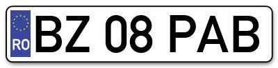 Placuta inmatriculare numar auto  BZ-08-PAB, BZ 08 PAB, BZ08PAB