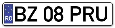Placuta inmatriculare numar auto  BZ-08-PRU, BZ 08 PRU, BZ08PRU