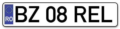 Placuta inmatriculare numar auto  BZ-08-REL, BZ 08 REL, BZ08REL