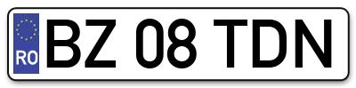 Placuta inmatriculare numar auto  BZ-08-TDN, BZ 08 TDN, BZ08TDN