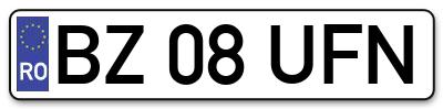 Placuta inmatriculare numar auto  BZ-08-UFN, BZ 08 UFN, BZ08UFN