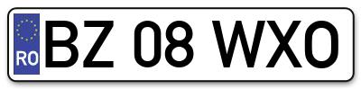 Placuta inmatriculare numar auto  BZ-08-WXO, BZ 08 WXO, BZ08WXO