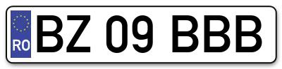 Placuta inmatriculare numar auto  BZ-09-BBB, BZ 09 BBB, BZ09BBB