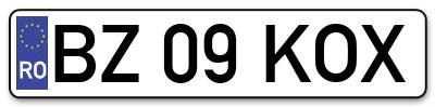Placuta inmatriculare numar auto  BZ-09-KOX, BZ 09 KOX, BZ09KOX