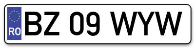 Placuta inmatriculare numar auto  BZ-09-WYW, BZ 09 WYW, BZ09WYW