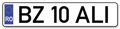Placuta inmatriculare numar auto  BZ-10-ALI, BZ 10 ALI, BZ10ALI