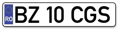 Placuta inmatriculare numar auto  BZ-10-CGS, BZ 10 CGS, BZ10CGS