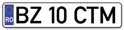 Placuta inmatriculare numar auto  BZ-10-CTM, BZ 10 CTM, BZ10CTM