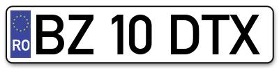 Placuta inmatriculare numar auto  BZ-10-DTX, BZ 10 DTX, BZ10DTX