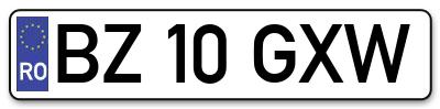 Placuta inmatriculare numar auto  BZ-10-GXW, BZ 10 GXW, BZ10GXW