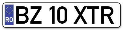 Placuta inmatriculare numar auto  BZ-10-XTR, BZ 10 XTR, BZ10XTR