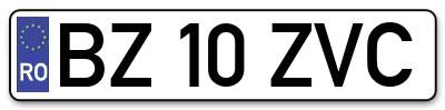 Placuta inmatriculare numar auto  BZ-10-ZVC, BZ 10 ZVC, BZ10ZVC