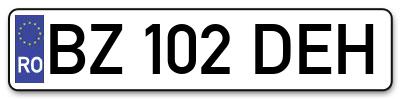 Placuta inmatriculare numar auto  BZ-102-DEH, BZ 102 DEH, BZ102DEH