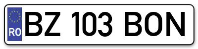 Placuta inmatriculare numar auto  BZ-103-BON, BZ 103 BON, BZ103BON
