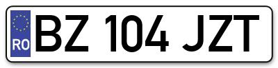 Placuta inmatriculare numar auto  BZ-104-JZT, BZ 104 JZT, BZ104JZT