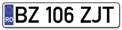 Placuta inmatriculare numar auto  BZ-106-ZJT, BZ 106 ZJT, BZ106ZJT