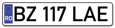 Placuta inmatriculare numar auto  BZ-117-LAE, BZ 117 LAE, BZ117LAE